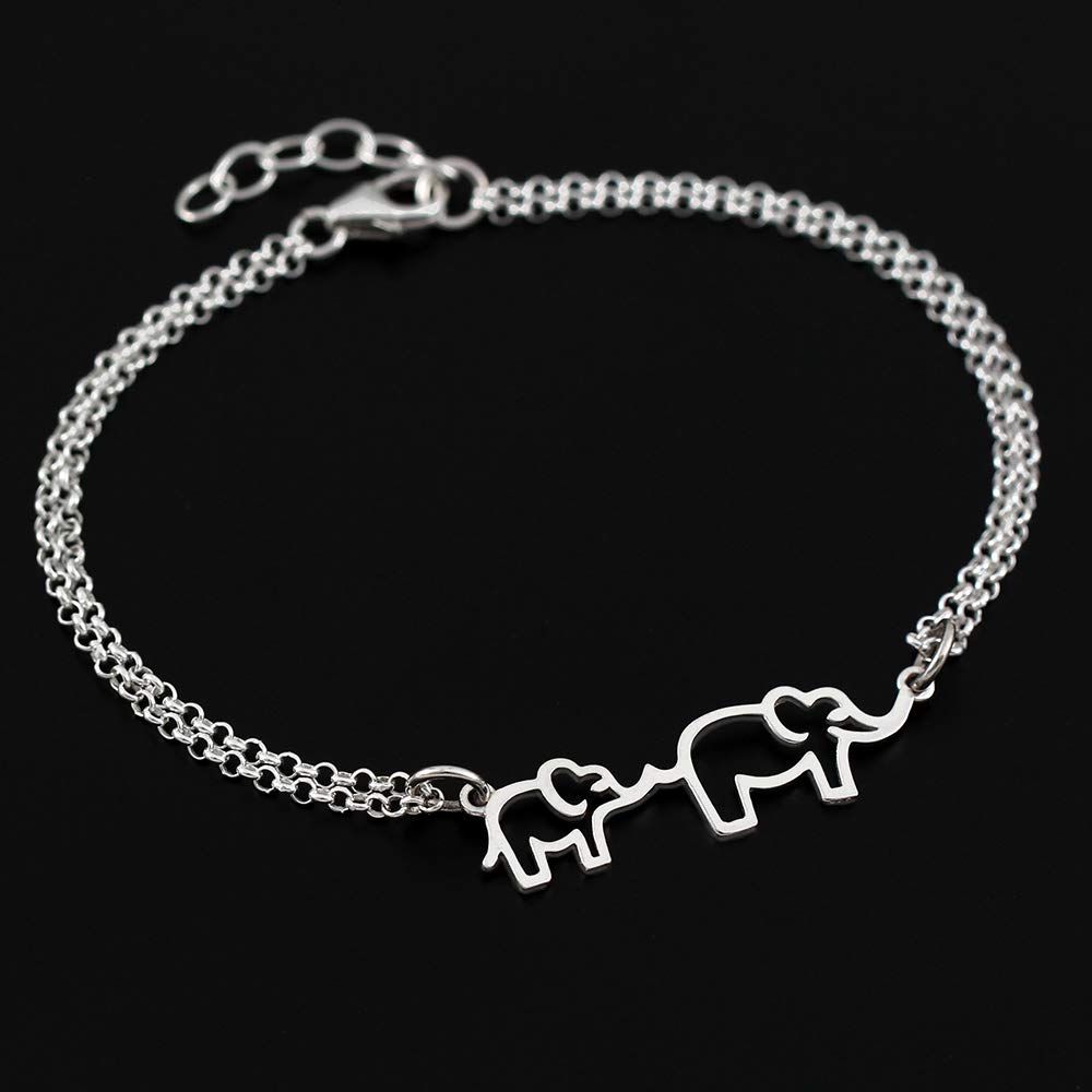 Mother's Day Gift A Charmed Impression Mother & Daughter Bracelet Elephant Bracelet-Engravingift