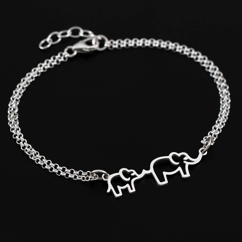 Mother's Day Gift A Charmed Impression Mother & Daughter Bracelet Elephant Bracelet-Engravingift