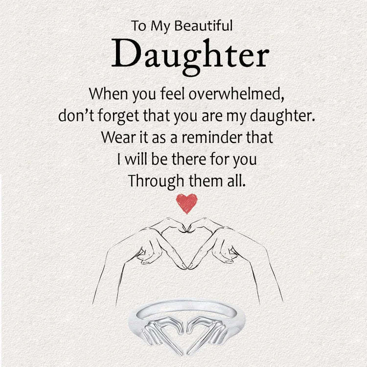 Mother's Day Gift To My Daughter From Dad S925 Ring I will be there for you Heart Gesture Ring-Engravingift