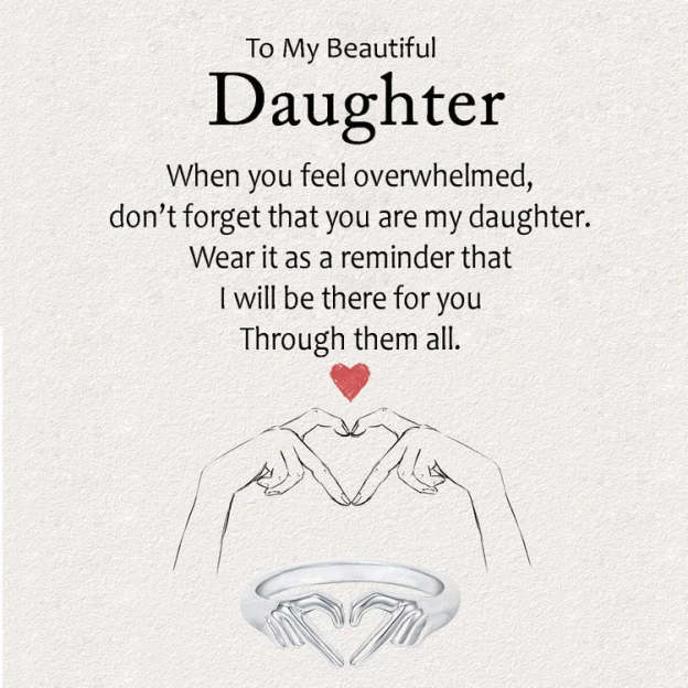 Mother's Day Gift To My Daughter From Dad S925 Ring I will be there for you Heart Gesture Ring-Engravingift