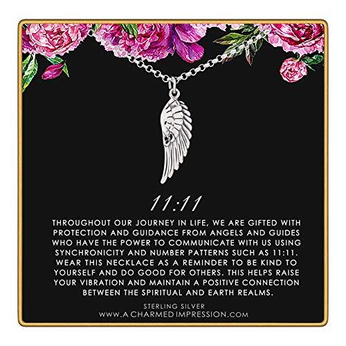 Mother's Day Gift A Charmed Impression 11 11 Large Angel Wing Pendant Necklace-Engravingift