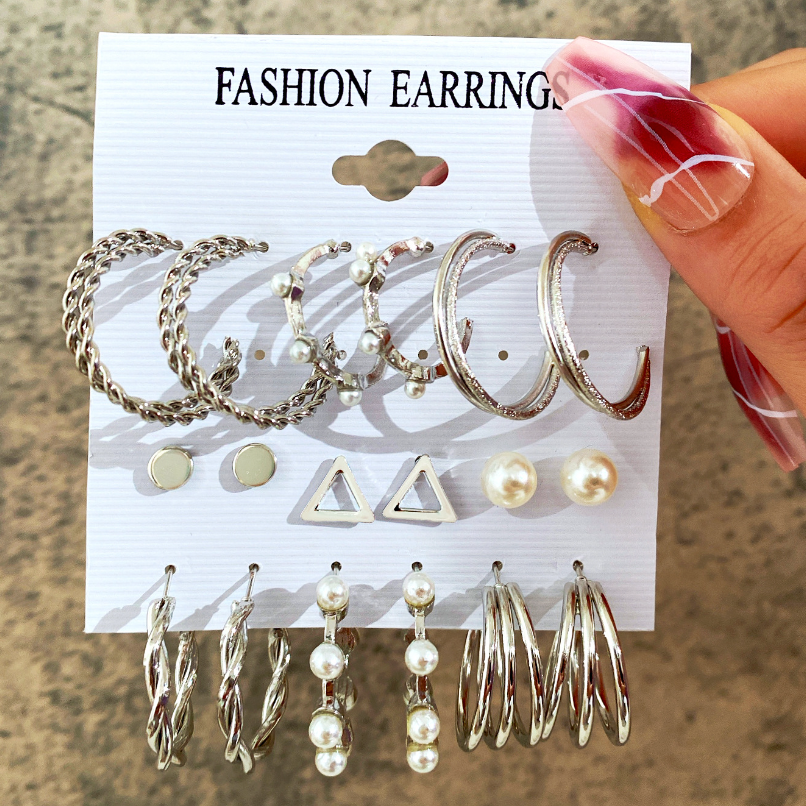 Mother's Day Gift Hot Sale Gold Geometric Pearl Earrings-Engravingift