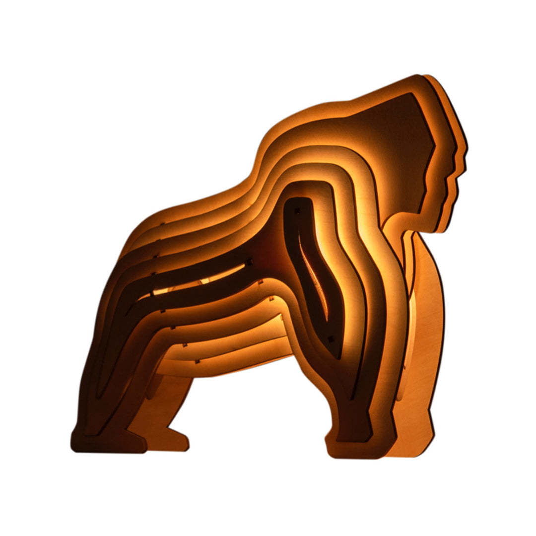 Christmas Gift 3D Wooden Animal Statue Decor Fantasy Lamp-Engravingift