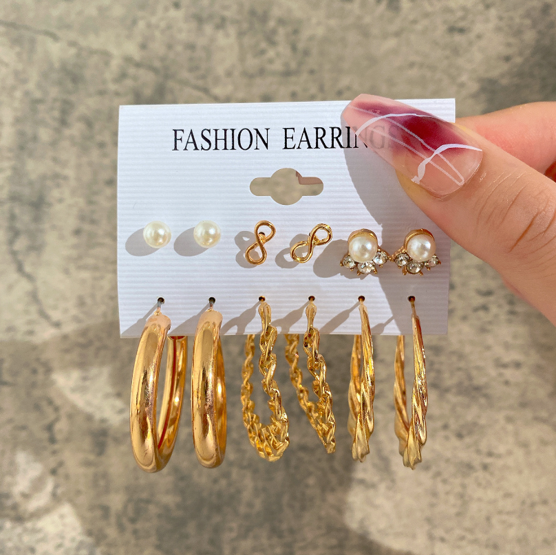 Mother's Day Gift Hot Sale Gold Geometric Pearl Earrings-Engravingift