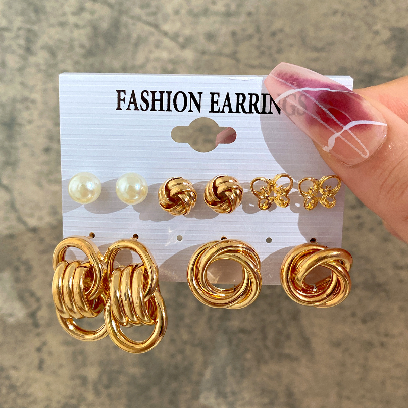 Mother's Day Gift Hot Sale Gold Geometric Pearl Earrings-Engravingift