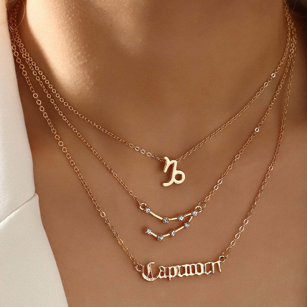 Mother's Day Gift Bohemia Layered Zodiac Necklace Summer Beach Party Jewelry for Women Girls-Engravingift