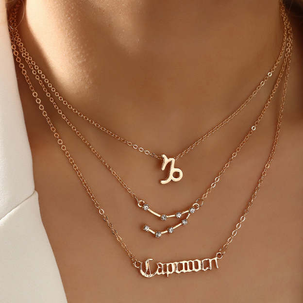 Mother's Day Gift Bohemia Layered Zodiac Necklace Summer Beach Party Jewelry for Women Girls-Engravingift