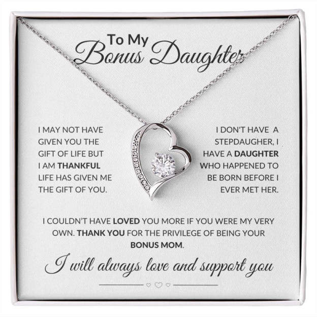 Mother's Day Gift To My Bonus Daughter Heart Necklace "life has given me the gift of you" Warm Gifts For Daughter-Engravingift