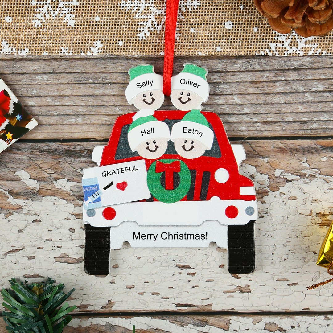 Christmas Gift Ornament Personalized Travel Car Custom 4 Names Gifts for Family-Engravingift