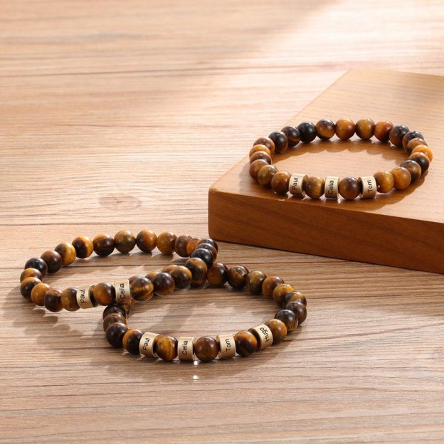 Christmas Gift Tiger Eye Men Bracelet Personalized Beaded Warp Bracelet Gift For Him
