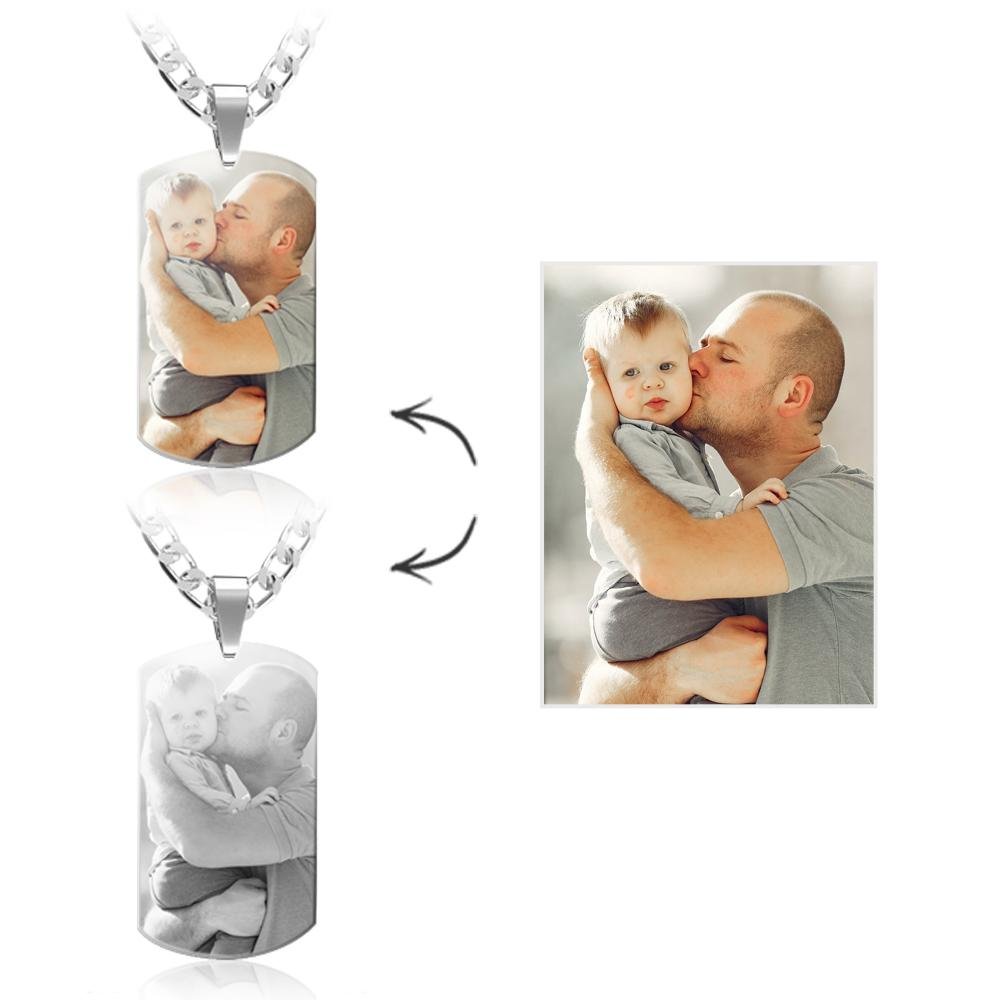 Father's Day Gift Custom Photo Tag Necklace Pendant Personalized with Engraving, Father's day personalized necklaces for women with children's photo-Engravingift