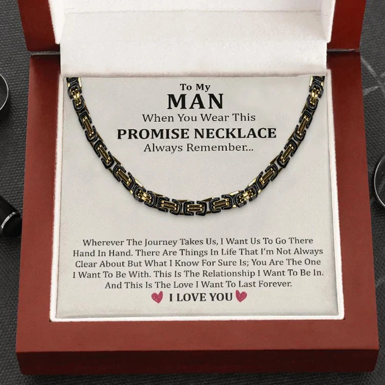 Christmas Gift To My Man I LOVE YOU Cuban Link Necklace Stainless Steel Necklace Father's Gift for Husband Boyfriend-Engravingift