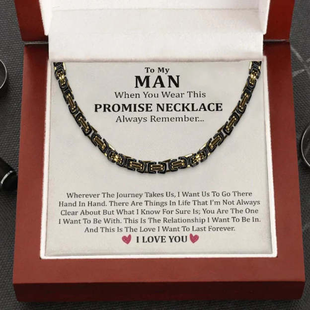 Christmas Gift To My Man I LOVE YOU Cuban Link Necklace Stainless Steel Necklace Father's Gift for Husband Boyfriend-Engravingift