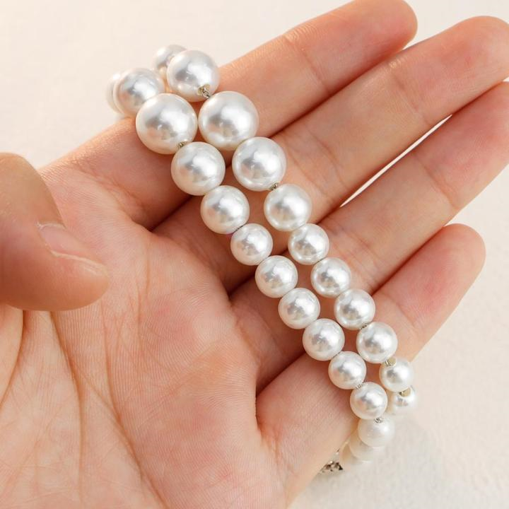 Mother's Day Gift Round White Freshwater Cultured Pearl Heart Bracelet for Women-Engravingift