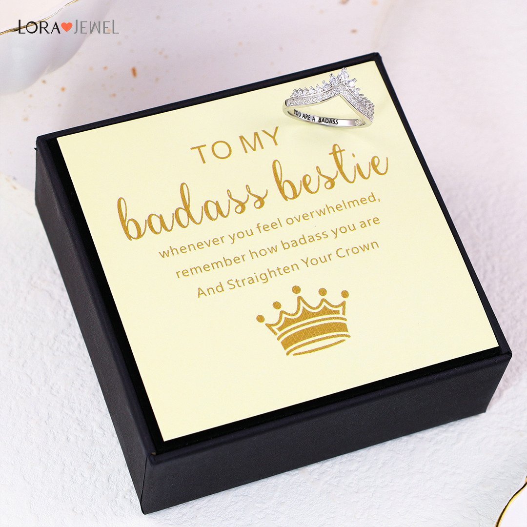 Christmas Gift To My Bestie Crown Ring "Remember How Badass You Are and Straighten Your Crown"