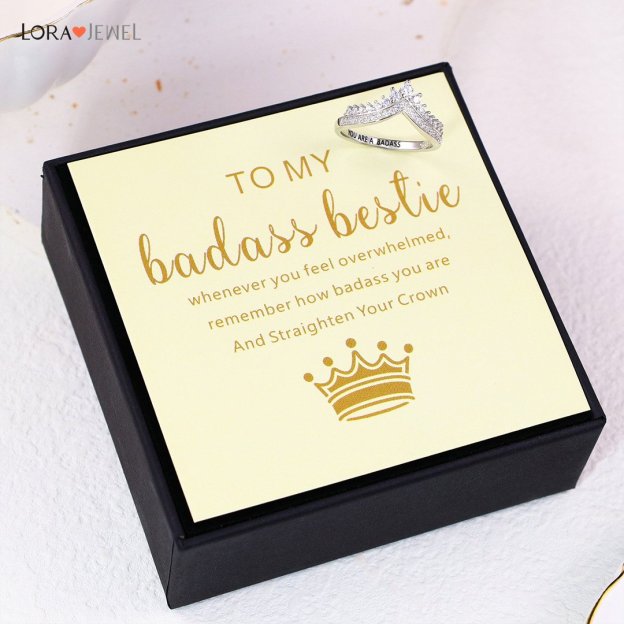 Christmas Gift To My Bestie Crown Ring "Remember How Badass You Are and Straighten Your Crown"