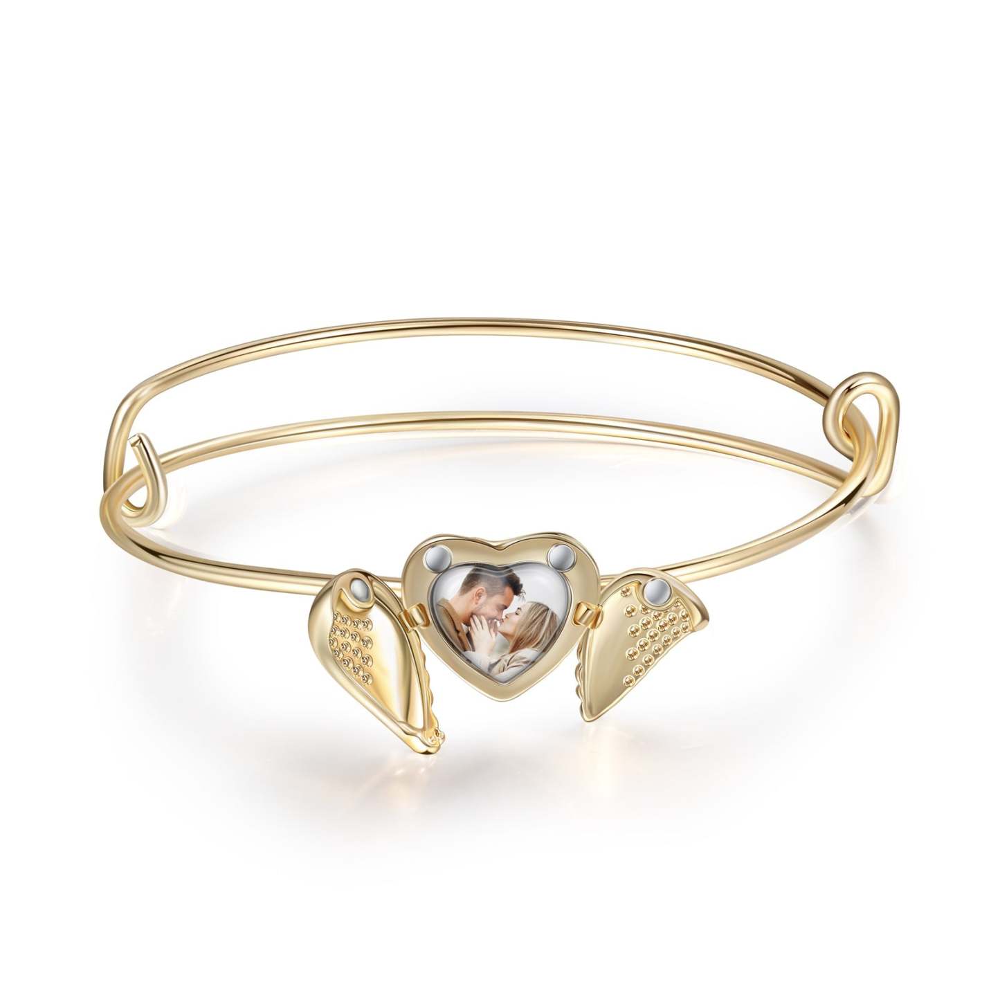 Personalized Angel Wings Photo Bracelet Custom 1 Photo Bangle