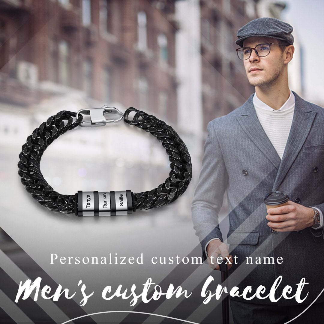Christmas Gift Personalized Cuban Chain Bracelet Custom Diamond Beads
