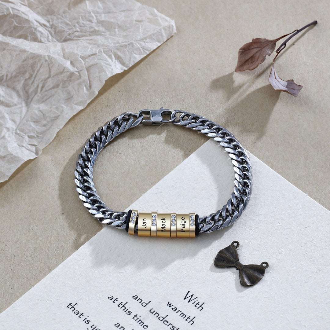 Christmas Gift Personalized Cuban Chain Bracelet Custom Diamond Beads