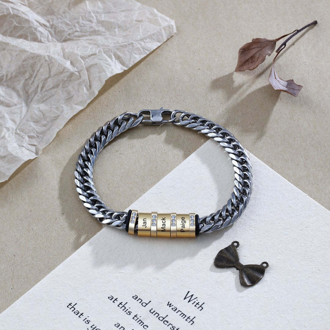 Christmas Gift Personalized Cuban Chain Bracelet Custom Diamond Beads