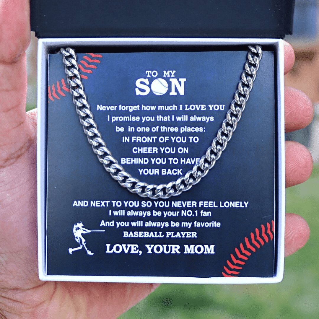 Christmas Gift Cuban Link Necklace - My Baseball Son, Biggest Fan, From Mom