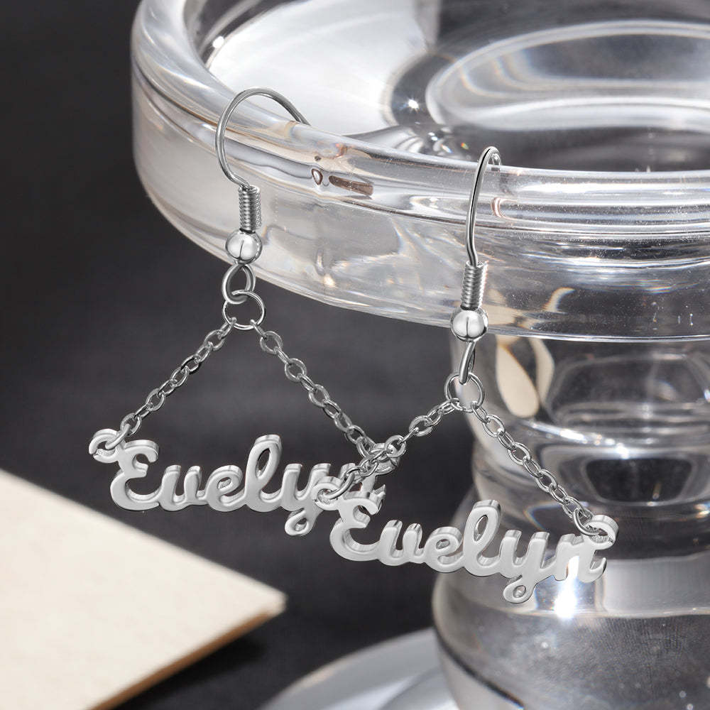 Mother's Day Gift Personalized Name Earrings Custom Drop Earrings for Women-Engravingift