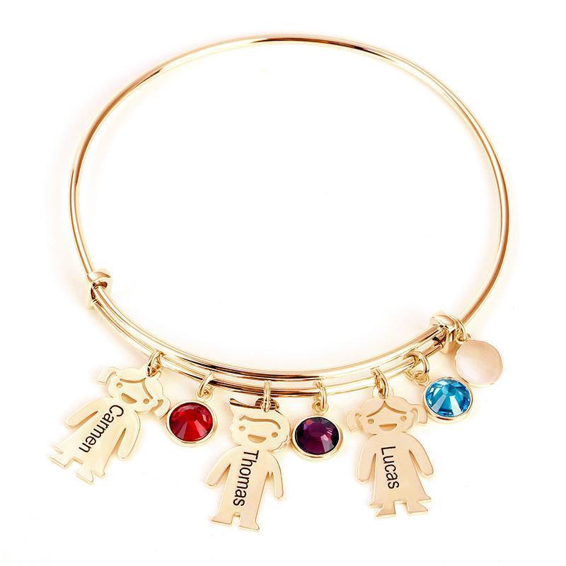 Mother's Day Gift Personalised Delicate Boys And Girls Birthstone Children Kids Bracelet-Engravingift