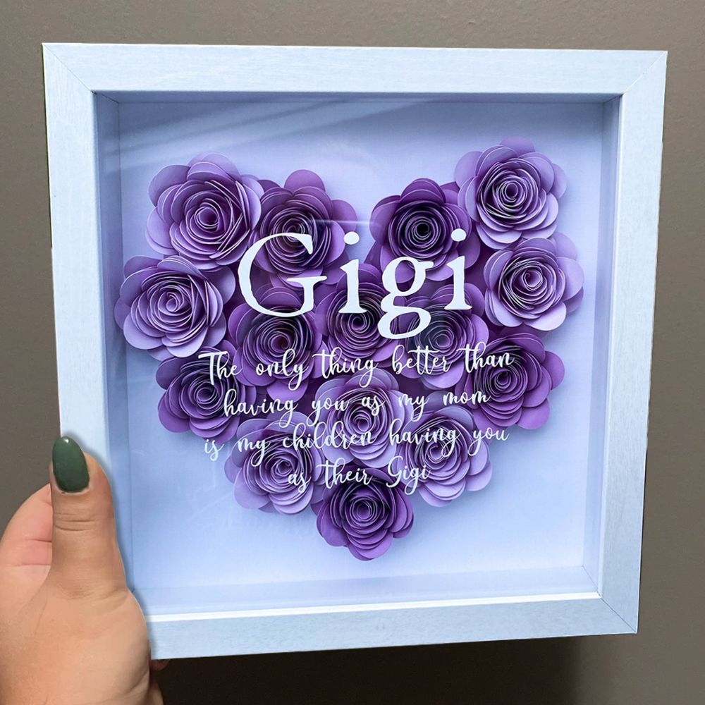 Mother's Day Gift Customizable Mom Gift Personalized Heart Shadow Box with Paper Flowers Birthday Gift-Engravingift