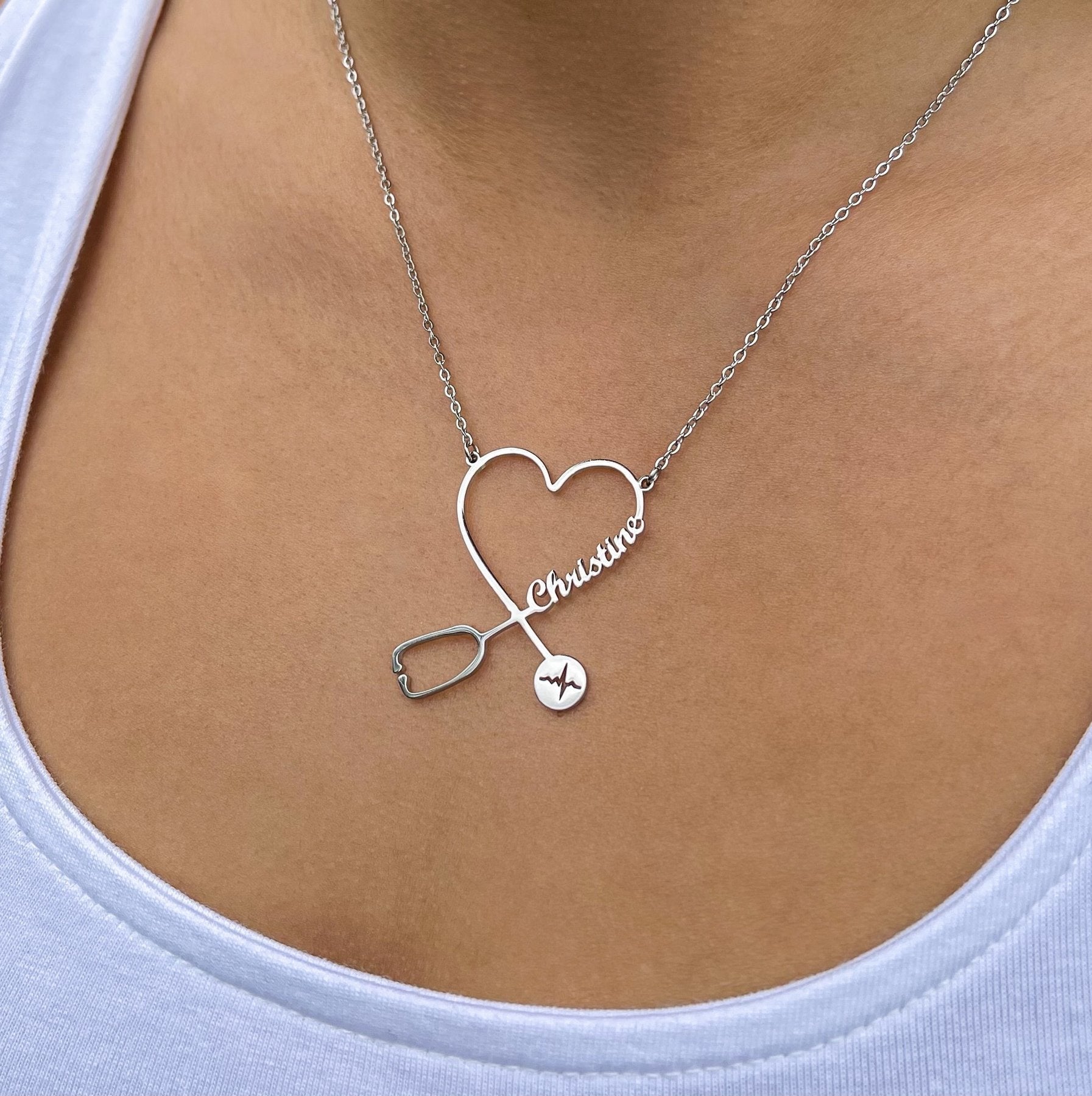 Mother's Day Gift Personalized Stethoscope Necklace-Engravingift