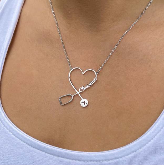 Mother's Day Gift Personalized Stethoscope Necklace-Engravingift