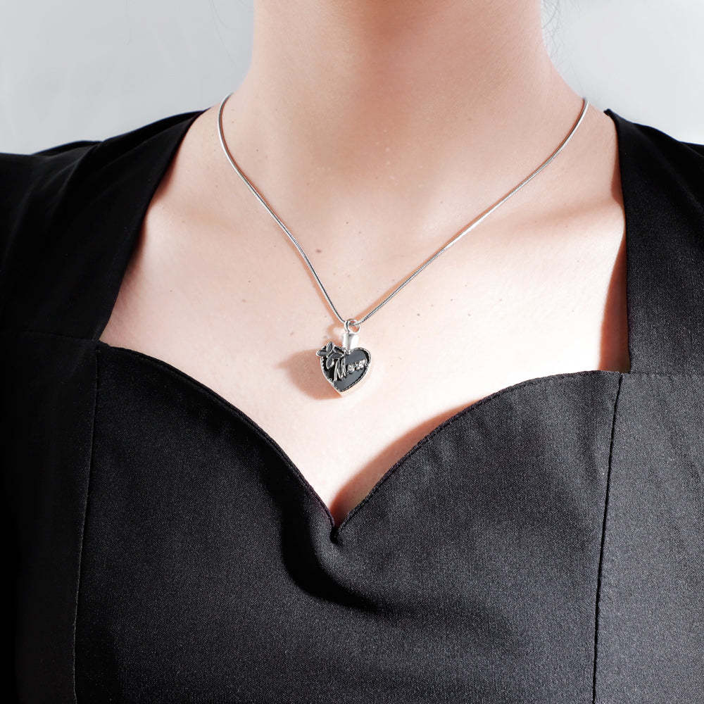 Mother's Day Gift Black peach heart (MOM) necklace-Engravingift