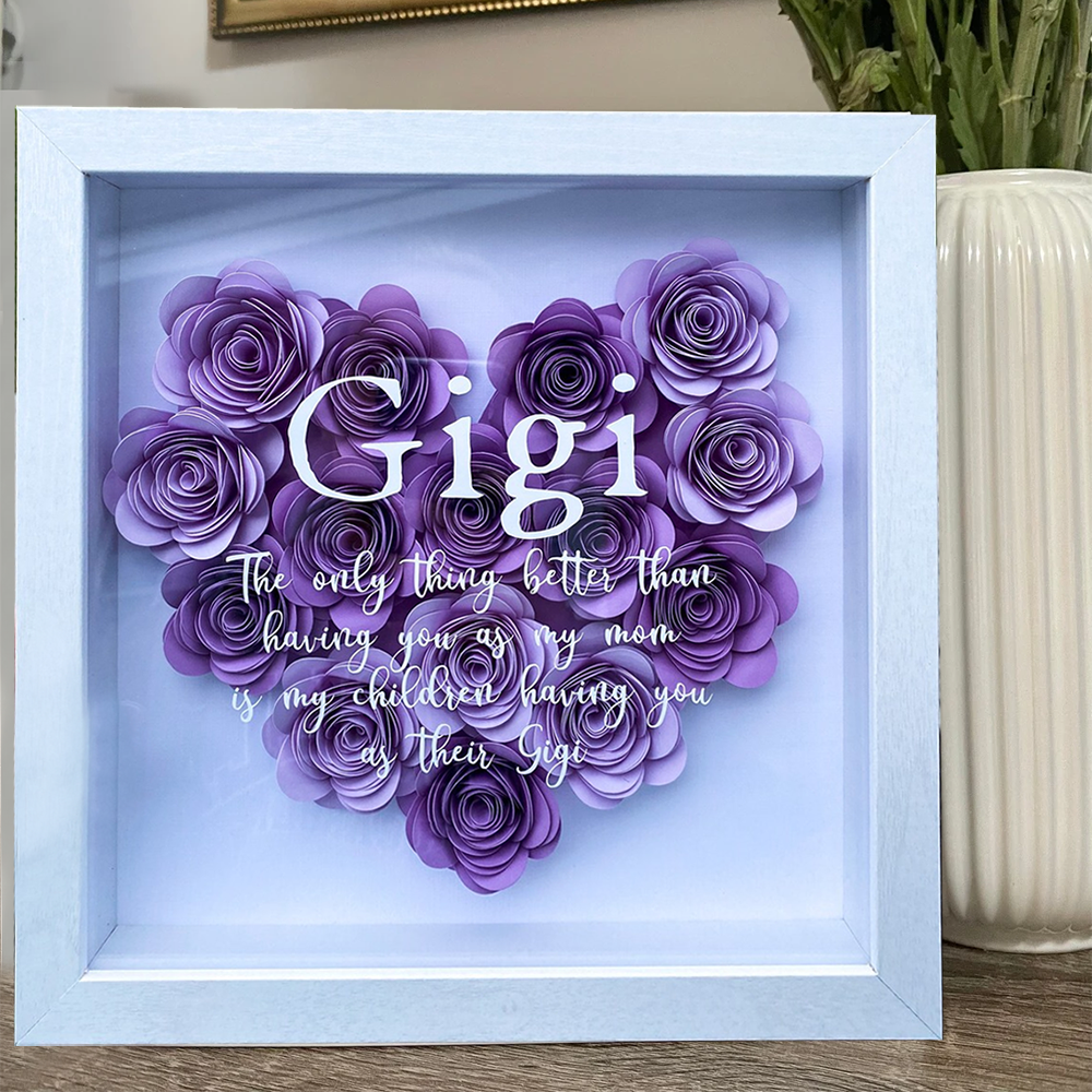 Mother's Day Gift Customizable Mom Gift Personalized Heart Shadow Box with Paper Flowers Birthday Gift-Engravingift