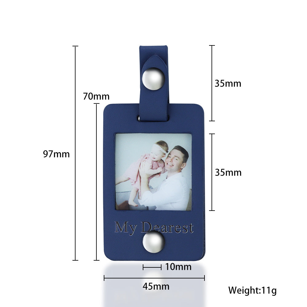 Father's Day Gift Custom Photo Leather Keychain-Engravingift