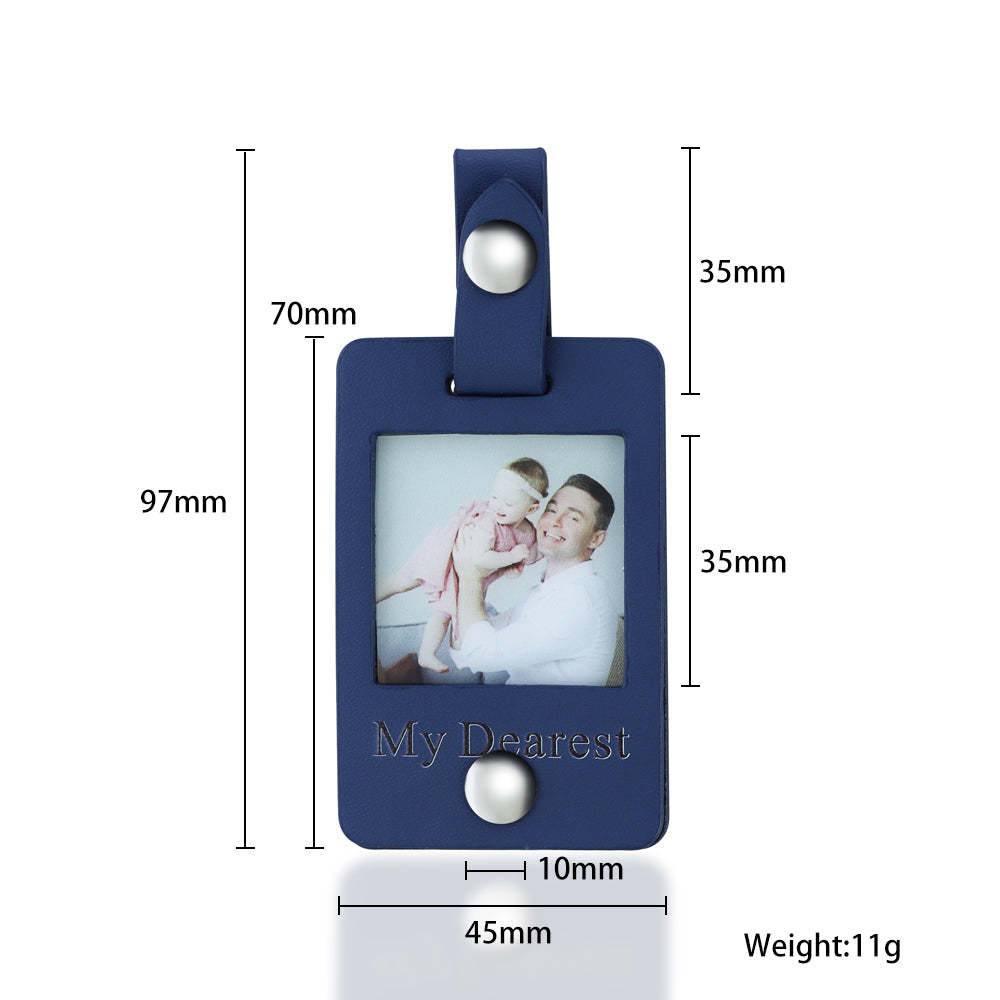 Father's Day Gift Custom Photo Leather Keychain-Engravingift