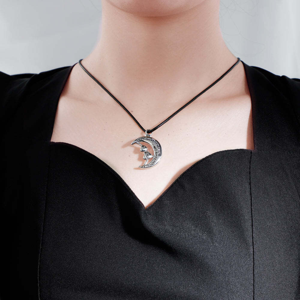 Mother's Day Gift MDouble Heart Moon Necklace-Engravingift