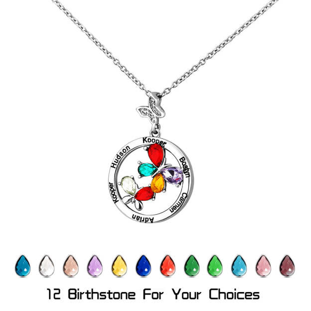 Mother's Day Gift Custom Diamond Butterfly Pendant Necklace-Engravingift