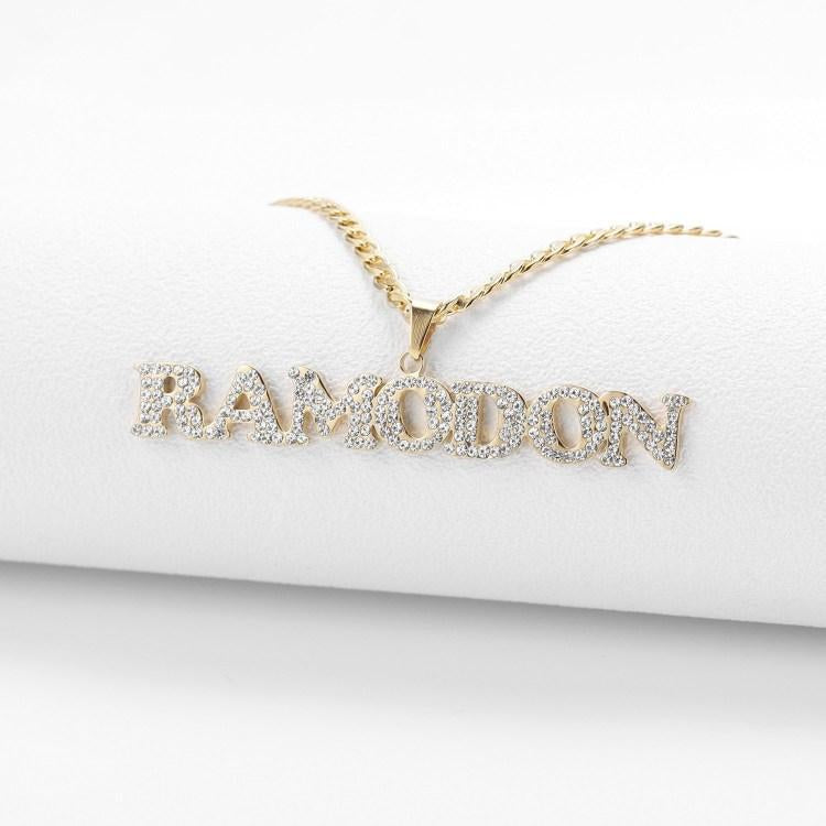 Iced Out Diamond Name Necklace-Engravingift