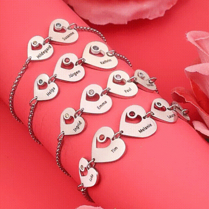 Personalized Heart Bracelet Custom Names & Birthstones Family Bracelet Gifts for Her