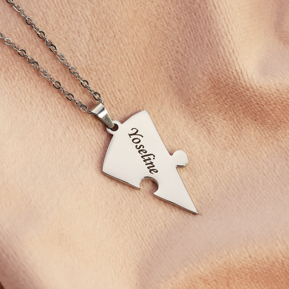 Christmas Gift Family/Sibling/BFF Gift Personalized Heart Puzzle Pieces Necklace or Keychain