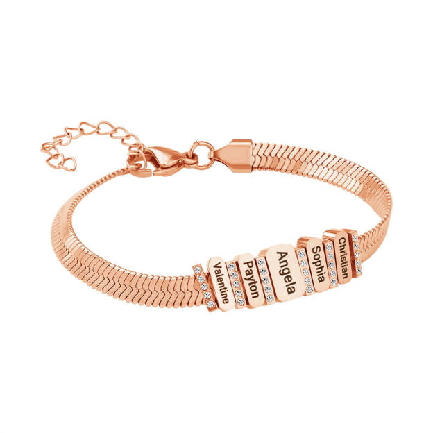 Men's Snake-shaped Chains With Custom Diamond Family Beads