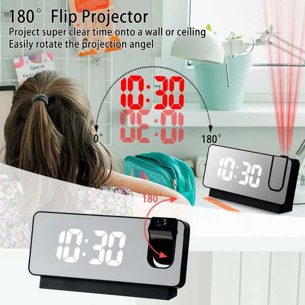 Christmas Gift Mirror projection Alarm Clock-Engravingift
