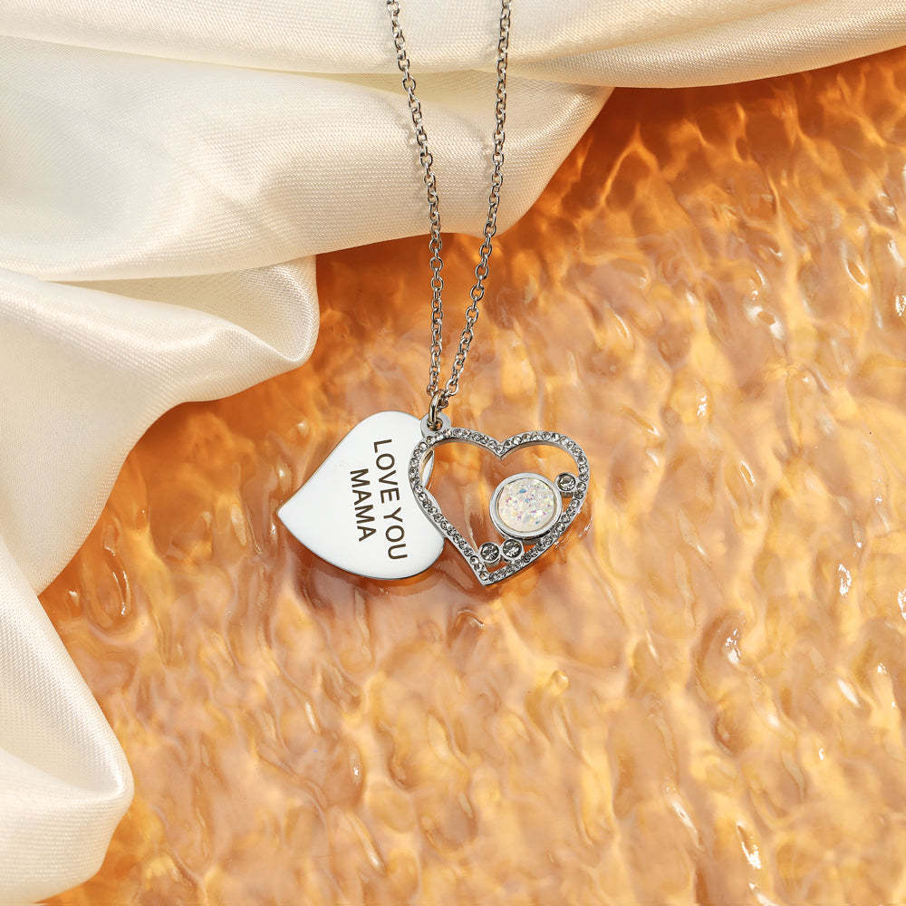 Mother's Day Gift "I Love You MAMA" Diamond Heart Necklace-Engravingift