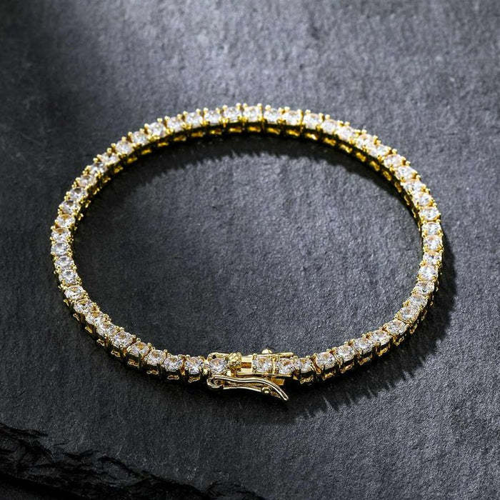 Father's Day Gift 3mm Tennis Chain 18K White Gold Bracelet-Engravingift