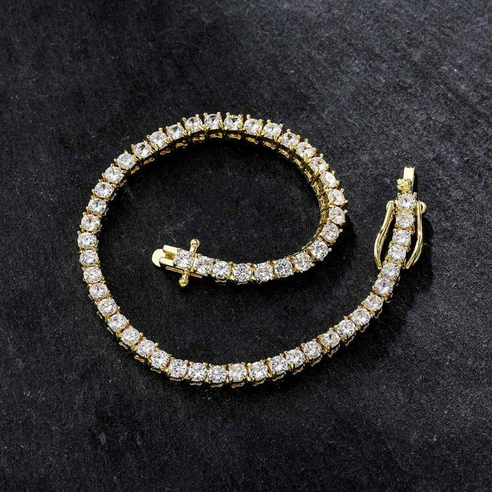 Father's Day Gift 3mm Tennis Chain 18K White Gold Bracelet-Engravingift