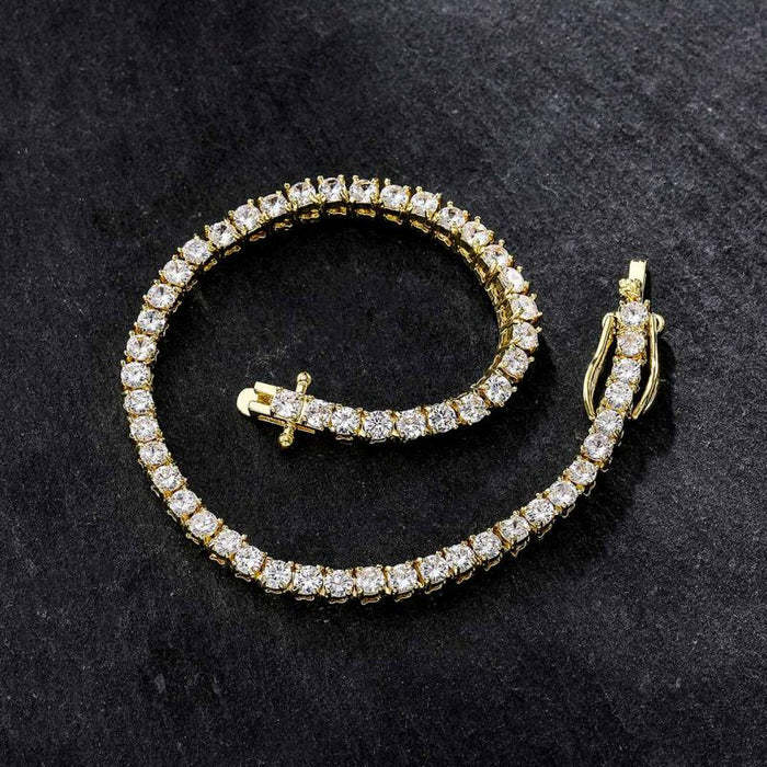 Father's Day Gift 3mm Tennis Chain 18K White Gold Bracelet-Engravingift
