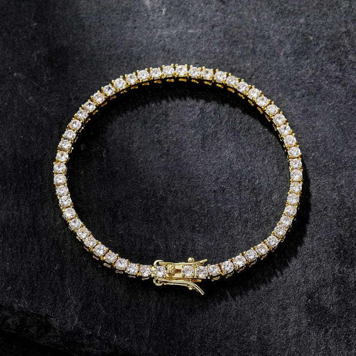 Father's Day Gift 3mm Tennis Chain 18K White Gold Bracelet-Engravingift