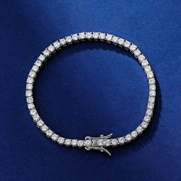 Father's Day Gift 3mm Tennis Chain 18K White Gold Bracelet-Engravingift