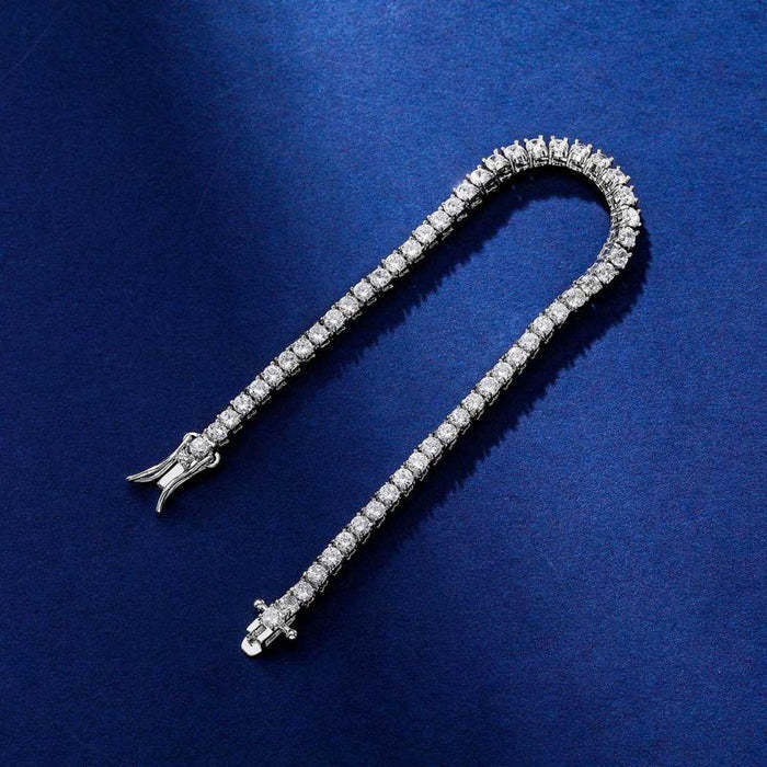 Father's Day Gift 3mm Tennis Chain 18K White Gold Bracelet-Engravingift