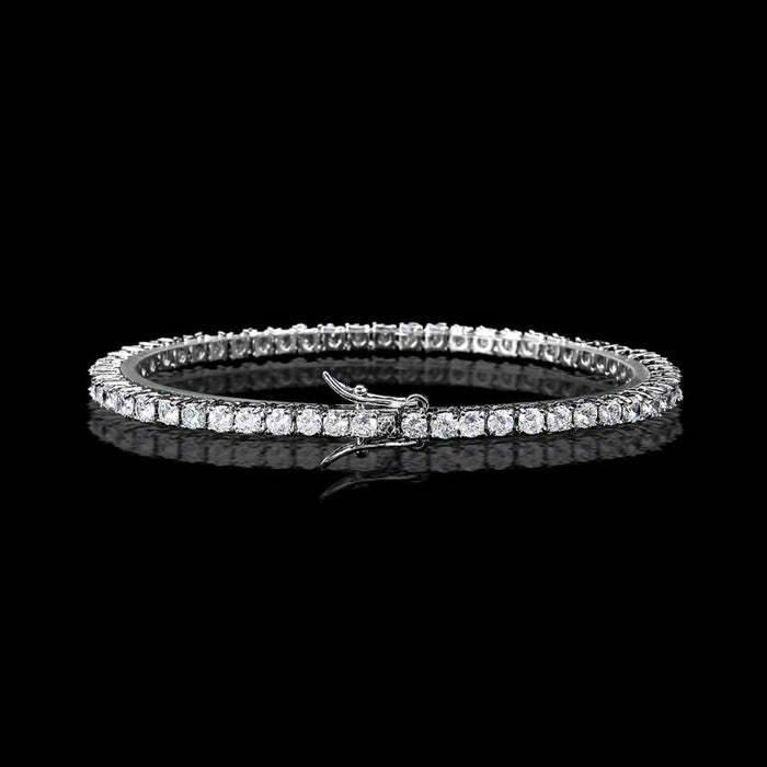 Father's Day Gift 3mm Tennis Chain 18K White Gold Bracelet-Engravingift
