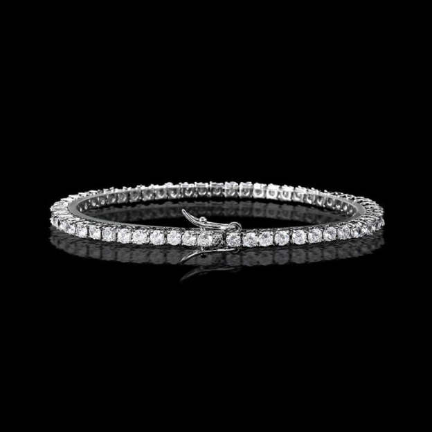 Father's Day Gift 3mm Tennis Chain 18K White Gold Bracelet-Engravingift